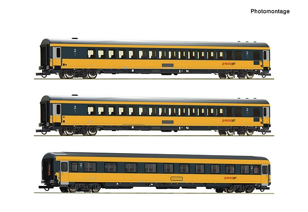 Roco 6200082 3 Piece Set Passenger Coach Regiojet DC