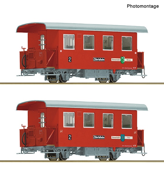 Roco 6240003 2 Piece Set Narrow Gauge Passenger Coaches Zillertalbahn DC