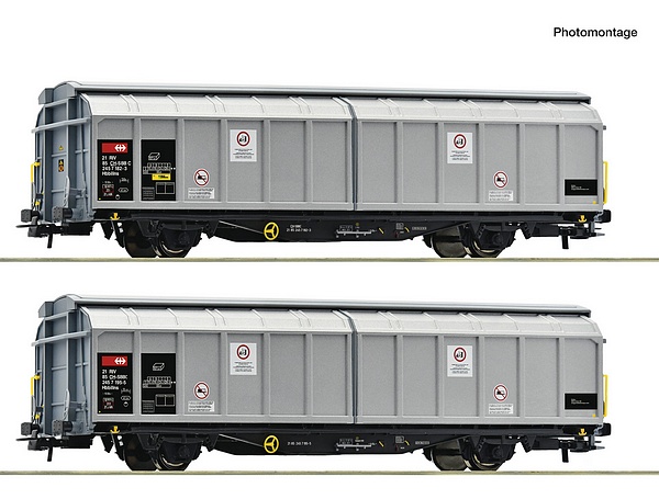 Roco 6600110 2 Piece Set Sliding Wall Wagons SBB Cargo DC