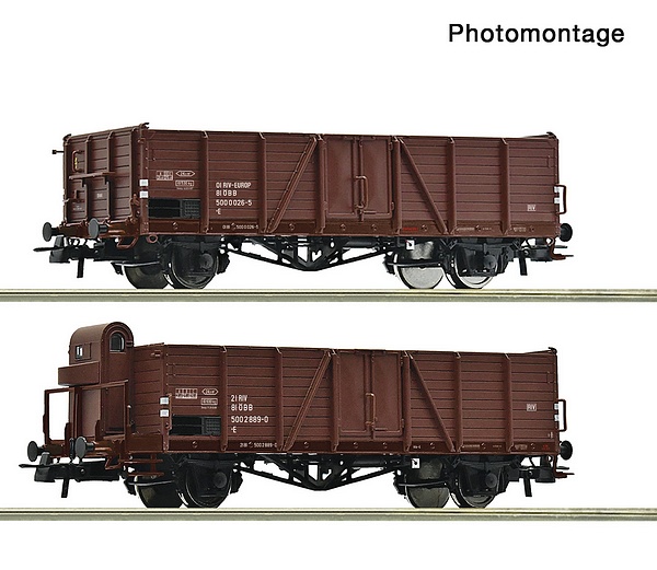 Roco 6600123 2 Piece Set Open Goods Wagons OBB DC