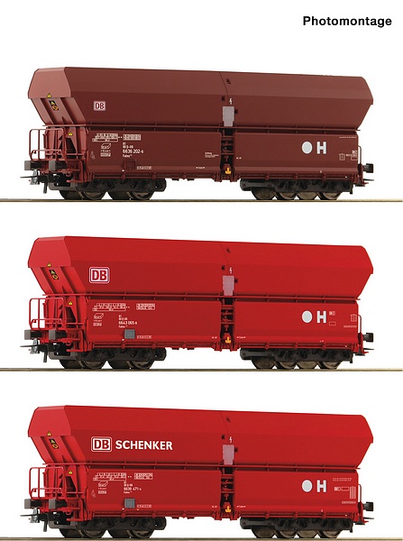 Roco 6600135 3 Piece Set Self Unloading Hopper Wagons DB AG DC