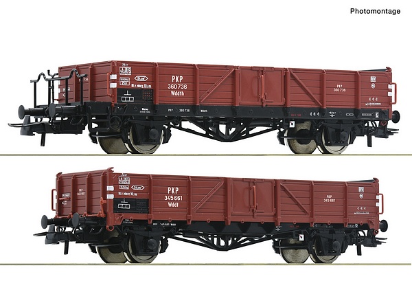 Roco 6600150 2 Piece Set Open Freight Wagons PKP DC