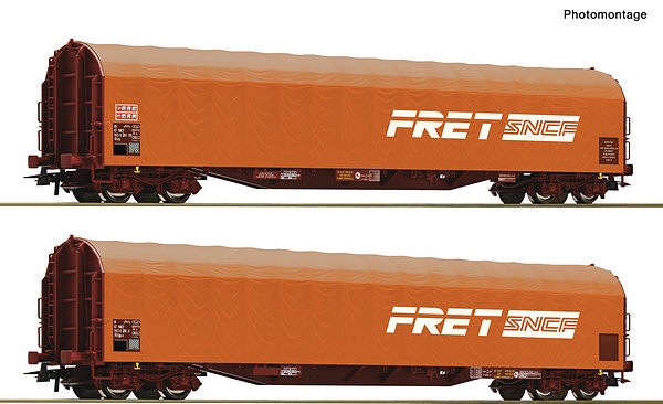 Roco 6600161 2 Piece Set Sliding Tarpaulin Wagons SNCF DC