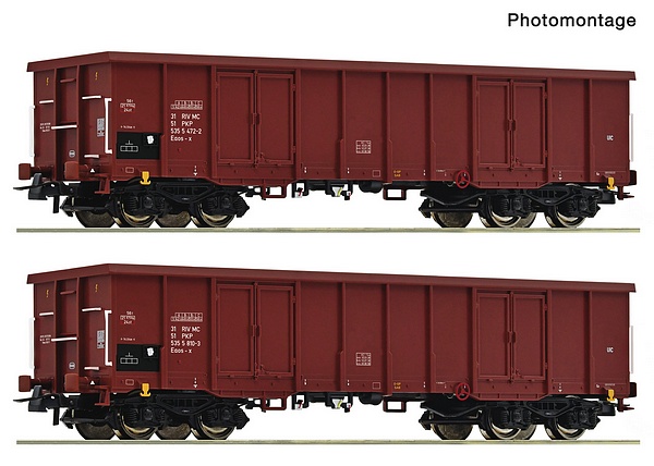 Roco 6600171 2 Piece Set Open Goods Wagons PKP DC