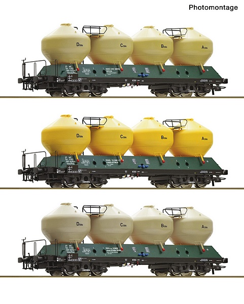 Roco 6600177 3 Piece Set Silo Wagons CSD DC