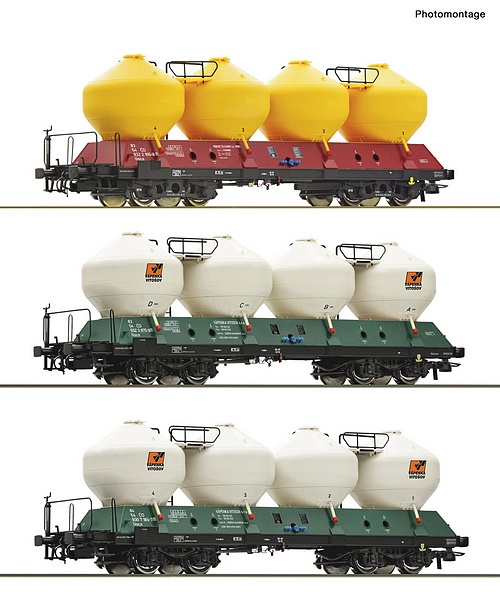 Roco 6600180 3 Piece Set Silo Wagons CD DC