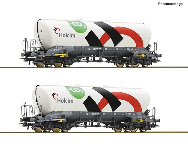 Roco 6600192 2 Piece Set Silo Wagons Holcim DC