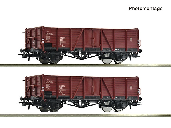 Roco 6600194 2 Piece Set Open Goods Wagons DR DC