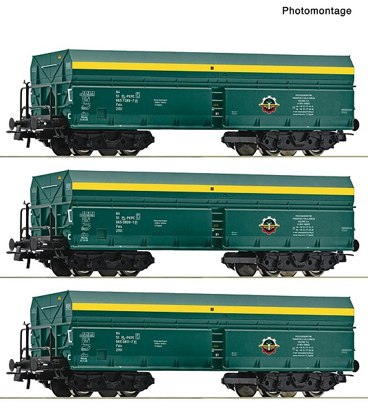 Roco 6600195 3 Piece Set Self-Unloading Hopper Wagons PTKiGK DC