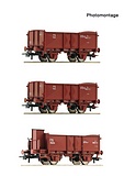 Roco 6600088 3 Piece Set Open Goods Wagons FS DC