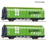 Roco 6600114 2 Piece Set Sliding Wall Wagons Green Cargo DC