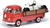 Schuco 450037100 VW T1b pick-up Westfalia Porsche with Formela Vau Racing Car