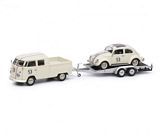 Schuco 450374200 VW T1b Twin Cabin with Trailer and Ovali Beetle 53-racing Beige