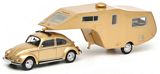 Schuco 450903800 VW Kafer 1200 with Caravan Trailer