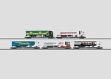 Marklin 47416 Rollende Landstrasse Rolling Road Set with 5 Depressed Floor Flat Cars