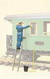 Preiser 45505 Worker cleaning the Carriage