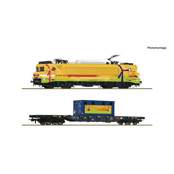 Roco 7520117 2 Piece Set Electric Locomotive 1756 with Container Carrier Wagon Strukton Rail AC