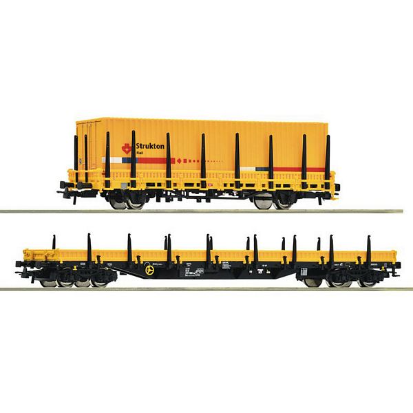 Roco 77029 2 Piece Set: Stake Wagons Strukton Rail