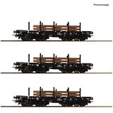 Roco 6600016 3 Piece Set: Heavy-Duty Wagon NS